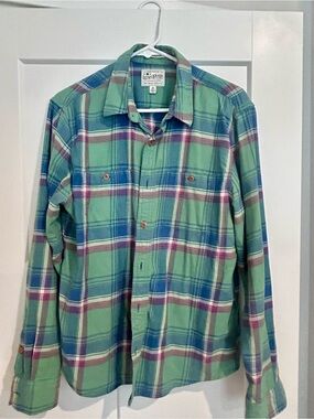Lucky Brand Green Plaid Shirt with Blue & Pink Stripes